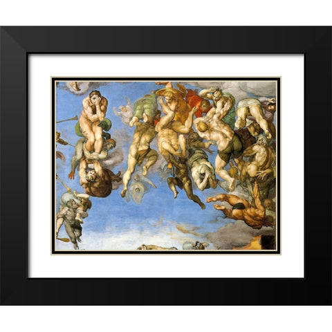 Detail From The Last Judgement 18 Black Modern Wood Framed Art Print with Double Matting by Michelangelo