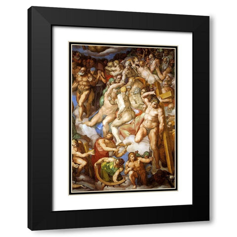 Detail From The Last Judgement 22 Black Modern Wood Framed Art Print with Double Matting by Michelangelo