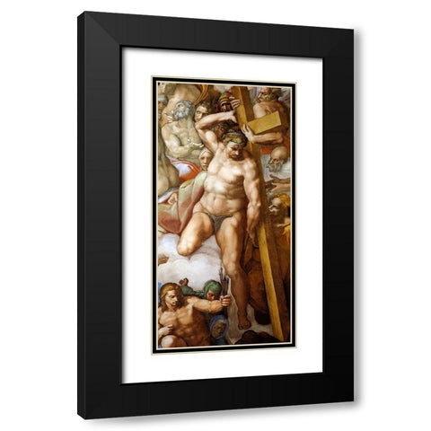 Detail From The Last Judgement 23 Black Modern Wood Framed Art Print with Double Matting by Michelangelo