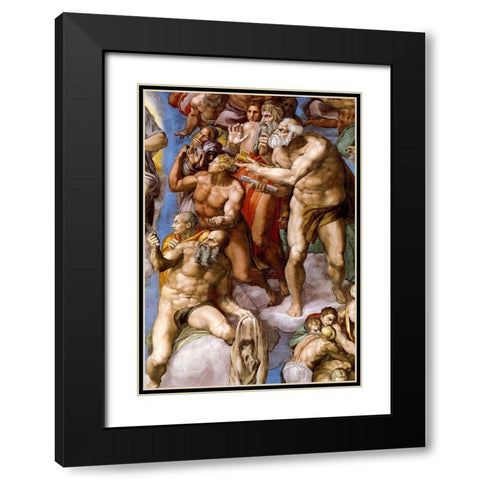 Detail From The Last Judgement 25 Black Modern Wood Framed Art Print with Double Matting by Michelangelo