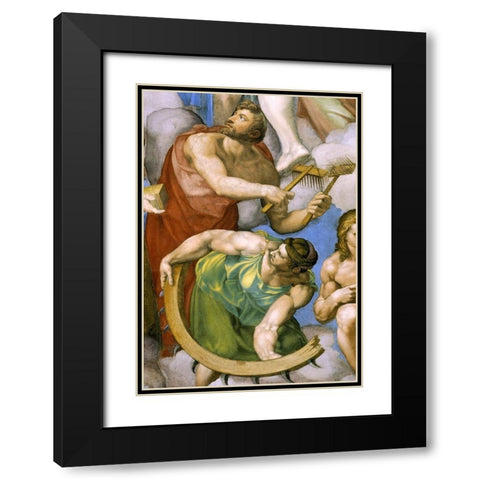 Detail From The Last Judgement 32 Black Modern Wood Framed Art Print with Double Matting by Michelangelo