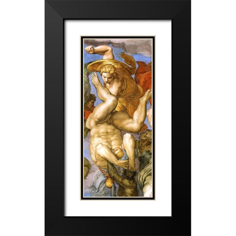 Detail From The Last Judgement 35 Black Modern Wood Framed Art Print with Double Matting by Michelangelo