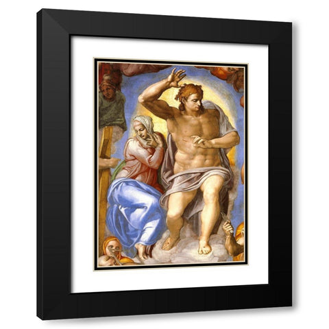 Detail From The Last Judgement 4 Black Modern Wood Framed Art Print with Double Matting by Michelangelo