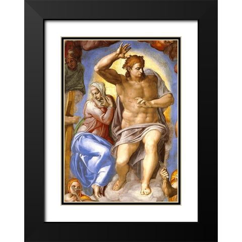 Detail From The Last Judgement 4 Black Modern Wood Framed Art Print with Double Matting by Michelangelo