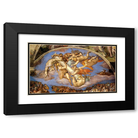 Detail From The Last Judgement 7 Black Modern Wood Framed Art Print with Double Matting by Michelangelo