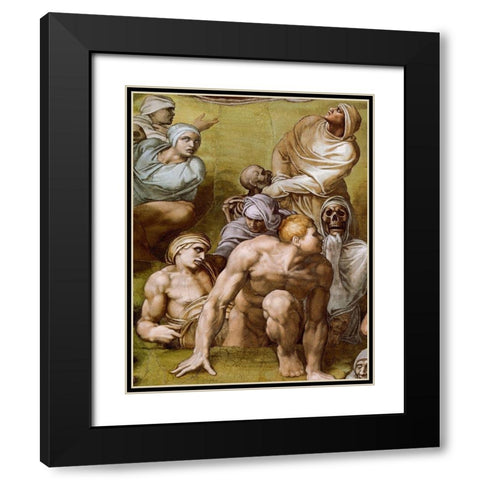 Detail From The Last Judgement 8 Black Modern Wood Framed Art Print with Double Matting by Michelangelo