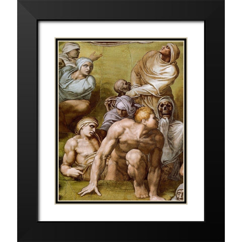 Detail From The Last Judgement 8 Black Modern Wood Framed Art Print with Double Matting by Michelangelo