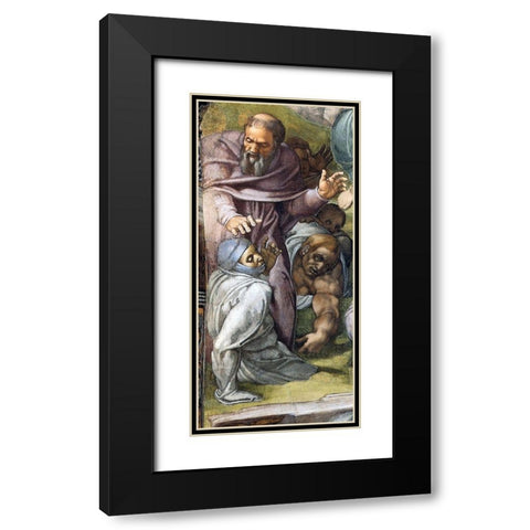 Detail From The Last Judgement (A Tonsured Priest) Black Modern Wood Framed Art Print with Double Matting by Michelangelo