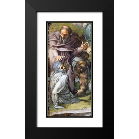 Detail From The Last Judgement (A Tonsured Priest) Black Modern Wood Framed Art Print with Double Matting by Michelangelo