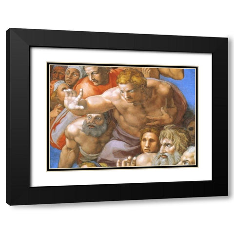 Detail From The Last Judgement - Christ Black Modern Wood Framed Art Print with Double Matting by Michelangelo