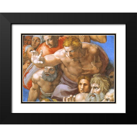 Detail From The Last Judgement - Christ Black Modern Wood Framed Art Print with Double Matting by Michelangelo