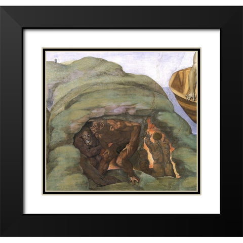 Detail From The Last Judgement (Hells Mouth) Black Modern Wood Framed Art Print with Double Matting by Michelangelo