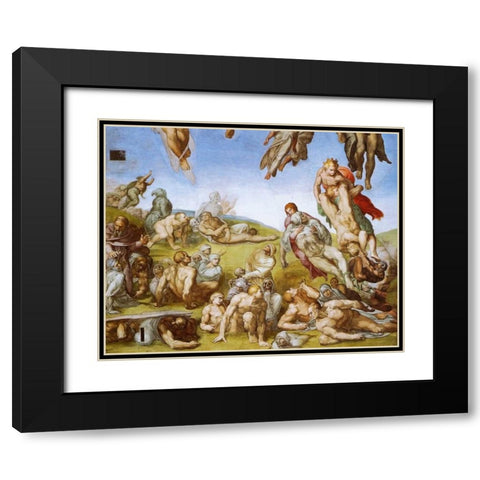 Detail From The Last Judgement - Resurrection Of The Dead Black Modern Wood Framed Art Print with Double Matting by Michelangelo