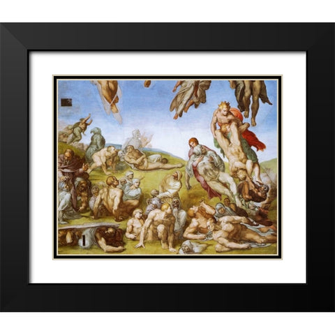 Detail From The Last Judgement - Resurrection Of The Dead Black Modern Wood Framed Art Print with Double Matting by Michelangelo