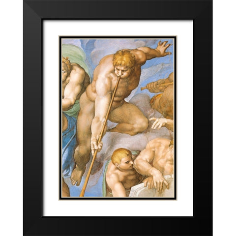 Detail From The Last Judgement (Resurrection Of The Dead) Black Modern Wood Framed Art Print with Double Matting by Michelangelo