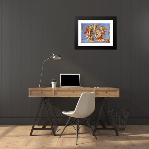 Detail From The Last Judgement - Trumpeting Angels Black Modern Wood Framed Art Print with Double Matting by Michelangelo