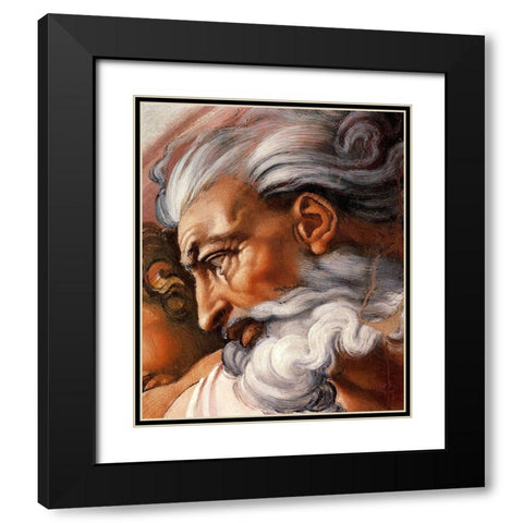 Head Of God-3 Black Modern Wood Framed Art Print with Double Matting by Michelangelo