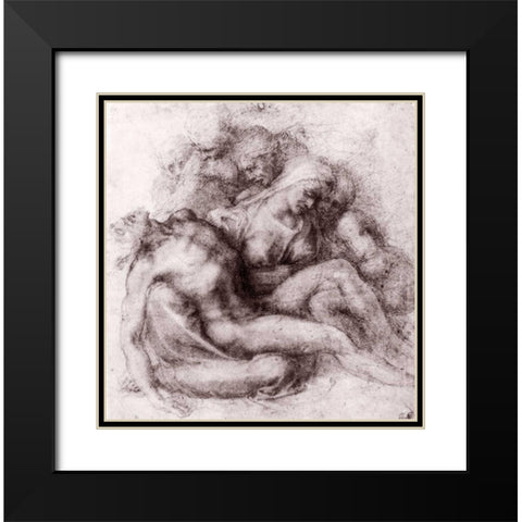 Lamentation Over The Dead Christ Black Modern Wood Framed Art Print with Double Matting by Michelangelo