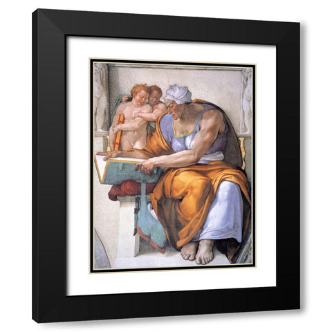 The Cumean Sibyl Black Modern Wood Framed Art Print with Double Matting by Michelangelo