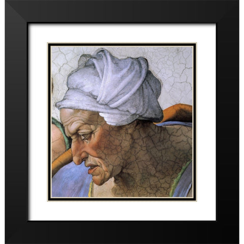 The Cumean Sibyl (detail) Black Modern Wood Framed Art Print with Double Matting by Michelangelo