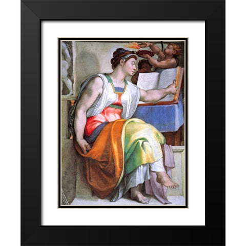 The Erythraean Sibyl Black Modern Wood Framed Art Print with Double Matting by Michelangelo