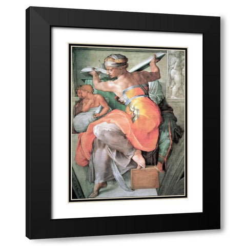 The Libyan Sibyl Black Modern Wood Framed Art Print with Double Matting by Michelangelo