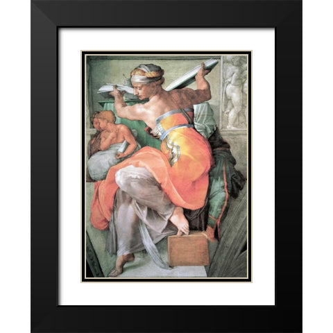 The Libyan Sibyl Black Modern Wood Framed Art Print with Double Matting by Michelangelo