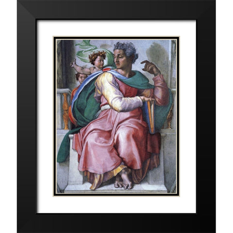 The Prophet Isaiah Black Modern Wood Framed Art Print with Double Matting by Michelangelo