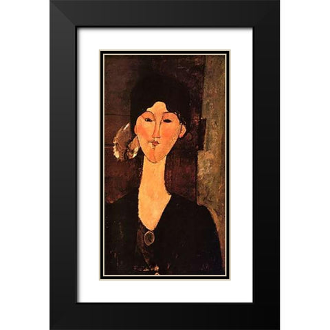 Beatrice Hastings 0 Black Modern Wood Framed Art Print with Double Matting by Modigliani, Amedeo