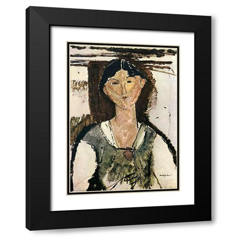 Beatrice Hastings 1915 Black Modern Wood Framed Art Print with Double Matting by Modigliani, Amedeo