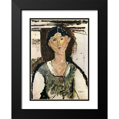 Beatrice Hastings 1915 Black Modern Wood Framed Art Print with Double Matting by Modigliani, Amedeo