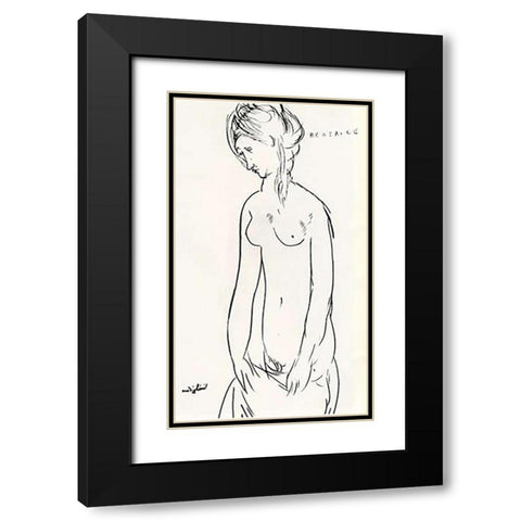 Beatrice Hastings Nude Black Modern Wood Framed Art Print with Double Matting by Modigliani, Amedeo