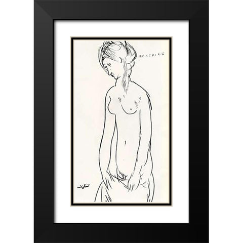 Beatrice Hastings Nude Black Modern Wood Framed Art Print with Double Matting by Modigliani, Amedeo