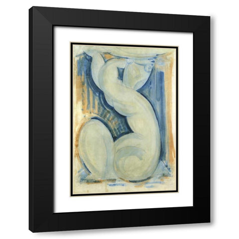 Caryatid 1 Black Modern Wood Framed Art Print with Double Matting by Modigliani, Amedeo