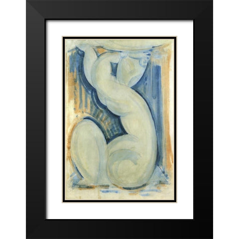 Caryatid 1 Black Modern Wood Framed Art Print with Double Matting by Modigliani, Amedeo