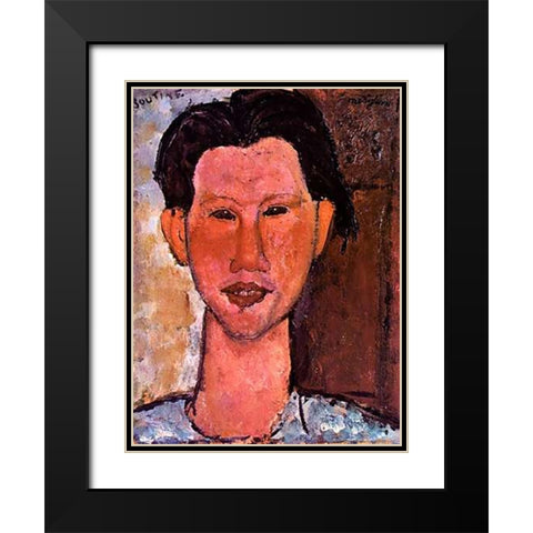 Chaim Soutine Black Modern Wood Framed Art Print with Double Matting by Modigliani, Amedeo