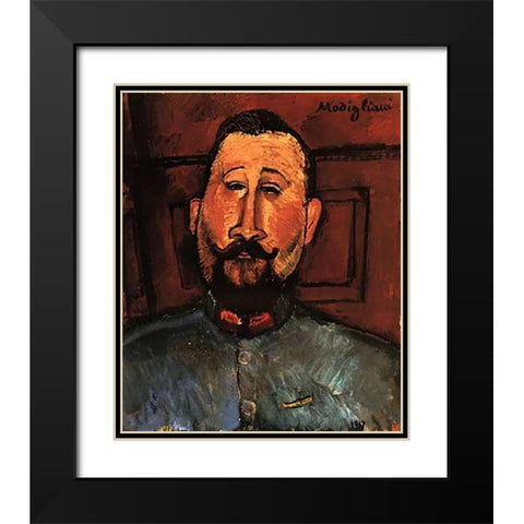 Doctor Devaraigne Black Modern Wood Framed Art Print with Double Matting by Modigliani, Amedeo
