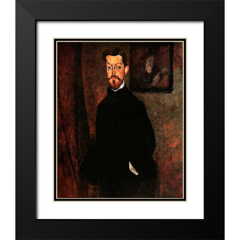 Dr Paul Alexandre Black Modern Wood Framed Art Print with Double Matting by Modigliani, Amedeo