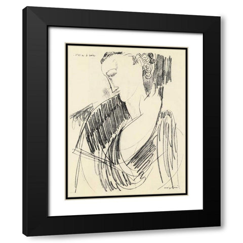 Drawing For Drinking Black Modern Wood Framed Art Print with Double Matting by Modigliani, Amedeo