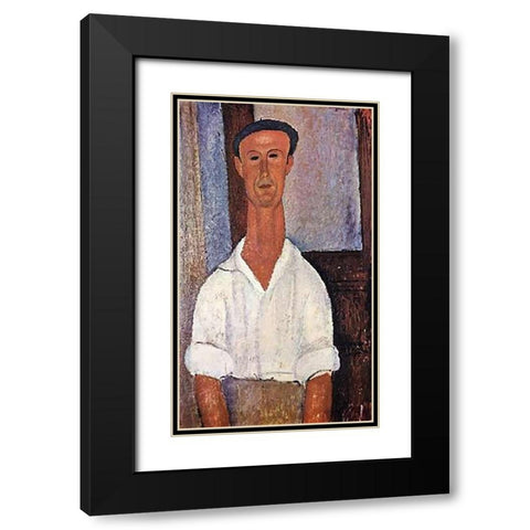 Gaston Modot Black Modern Wood Framed Art Print with Double Matting by Modigliani, Amedeo
