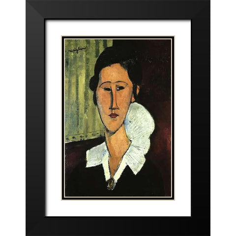 Hanka Zborowska Black Modern Wood Framed Art Print with Double Matting by Modigliani, Amedeo