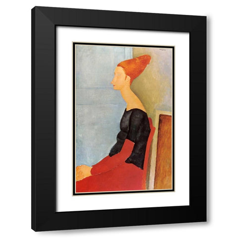 Hebuterne X Black Modern Wood Framed Art Print with Double Matting by Modigliani, Amedeo