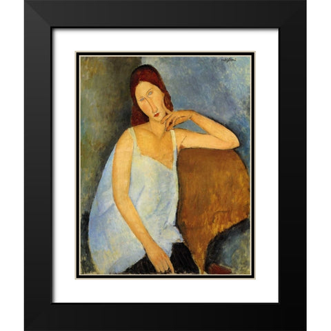 Jeanne Hebuterne 1 Black Modern Wood Framed Art Print with Double Matting by Modigliani, Amedeo