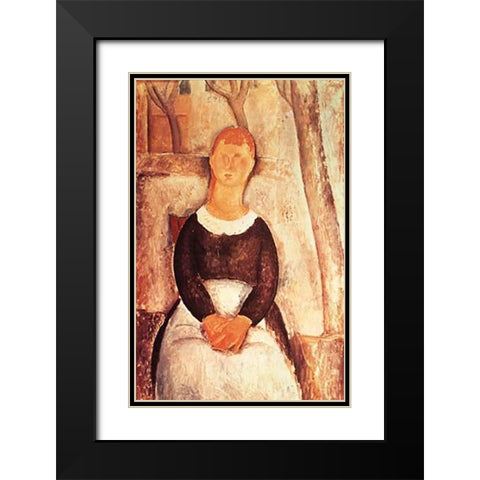 La Belle Epiciere Black Modern Wood Framed Art Print with Double Matting by Modigliani, Amedeo