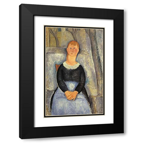 La Belle Epiciere 1 Black Modern Wood Framed Art Print with Double Matting by Modigliani, Amedeo