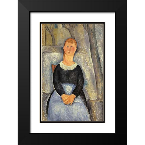 La Belle Epiciere 1 Black Modern Wood Framed Art Print with Double Matting by Modigliani, Amedeo