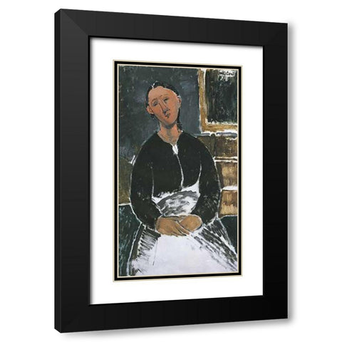 La Fantesca Black Modern Wood Framed Art Print with Double Matting by Modigliani, Amedeo