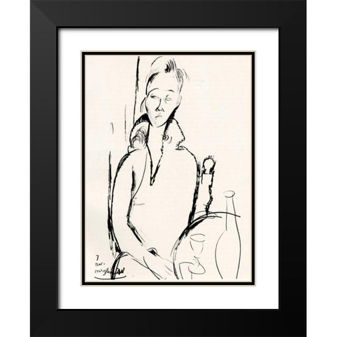 Lunia Czechowska Black Modern Wood Framed Art Print with Double Matting by Modigliani, Amedeo