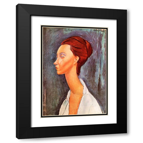 Lunia Czechowska 0 Black Modern Wood Framed Art Print with Double Matting by Modigliani, Amedeo