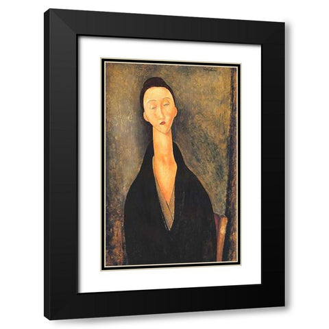 Lunia Czechowska 1 Black Modern Wood Framed Art Print with Double Matting by Modigliani, Amedeo